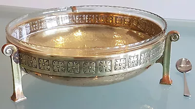 Wmf Art Nouveau Quality Brass Bowl With Glass Insert. Chipped. Still A Beauty. • $75