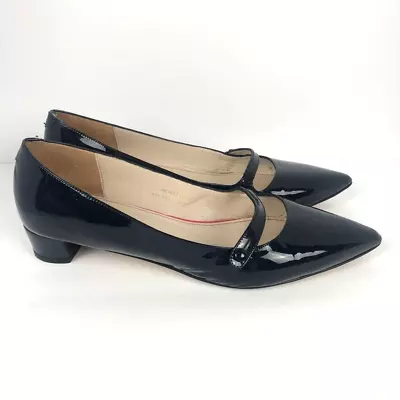 Boden Patent Leather Shoes Women's 42 Navy Blue Point Toe Low Heel • $36
