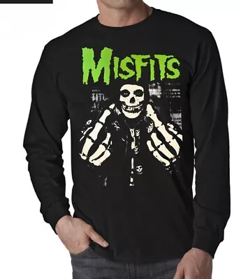 MISFITS FINGER  PUNK Rock Black Long Sleeve T Shirt • $14.99