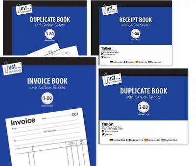 Duplicate Invoice Receipt Book 80 Numbered Pages Half Full Size Bill Book • £2.99