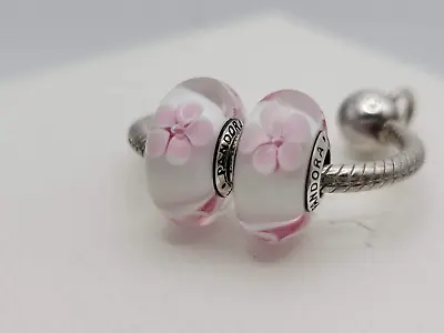 Authentic Pandora Cherry Blossom Flowers Murano Glass Charms • $25.99