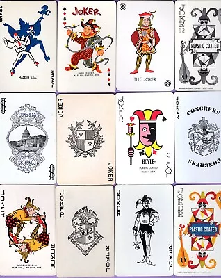 12 Single Swap Playing Cards JOKERS JESTERS FIGURE ETC 1 PINUP SOME DECO VINTAGE • $3.99
