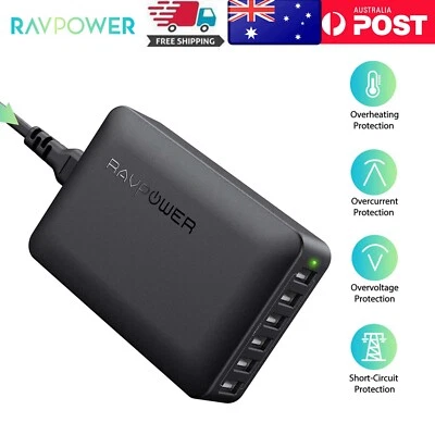 $59.16 • Buy Ravpower 60W Multi 6-Port USB Quick Charge 3.0 Power Port Speed USB Wall Charger
