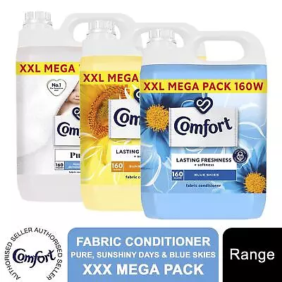 Comfort Fabric Conditioner Blue Skies Pure Or Sunshiny Days 160w Mega Pack 4.8L • £17.50