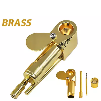 1× Brass Tobacco Smoking Proto Pipe Style W Stash Storage Cylinder Chamber • $9.99