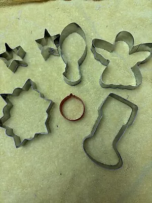 Lot Of 7 Metal Christmas Cookie Cutters  Holiday Shapes • $5