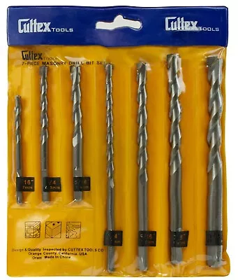 3/16  - 1/2  Masonry Drill Bit Set Cuttex Tools 7 PCS Carbon Steel Carbide Tip • $8.95