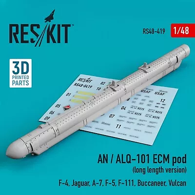 RS48-0419 1:48 AN/ALQ-101 ECM Pod Long F-4 Jaguar A-7 F-5 F-111 Buccaneer Vulcan • $12.50