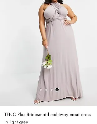 Tfnc Bridesmaid Dress Multiway Maxi Light Grey Plus Size 22 • £28