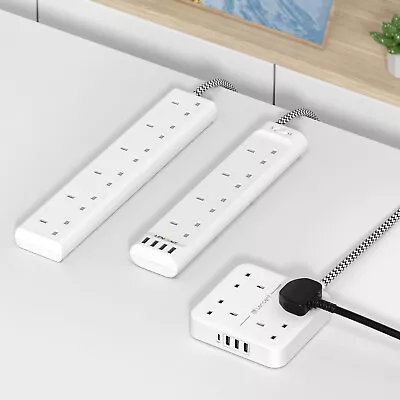 £15.99 • Buy LENCENT Extension Lead 4 / 6 Way Power Strip Plug Extension With USB Ports