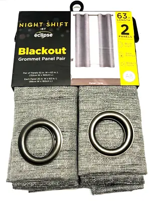 Eclipse Night Shift Blackout Curtains Noise Reducing 52” X 63” 2 Panels NEW • $25