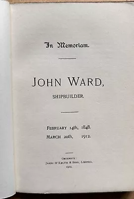 In Memoriam John Ward Shipbuilder 1912 Dumbarton Denny's Shipyard Pb Greenock • £10