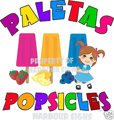 Paletas Popsicles Popsicle Fruit Concession Cart Food Truck Van Decal 14   Menu  • $16.99
