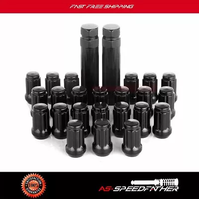 23 Set Of +2 Keys 1/2'' -20 Black Wheel Lug Nuts 6 Spline Tuner For Ford Jeep • $22.07