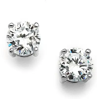 Cubic Zirconia Crystal Stud Earrings 2 Carat Round CZ Solitaire Imitation Diam • $27.36