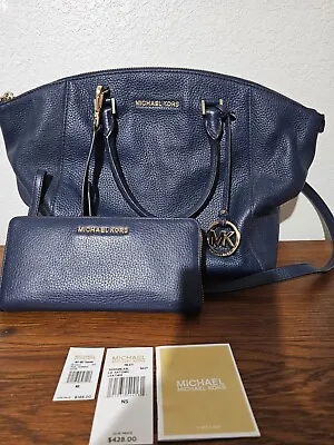 MICHAEL KORS RILEY Handbag Satchel & Wallet  - Blue Leather  • $125