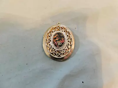 VTG Gold Tone W/ Unusual Stone Locket Pendant • $5