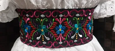 Mexican Embroidered Floral Belt Colorful One Size Handmade In Mexico (Belt Only) • $25