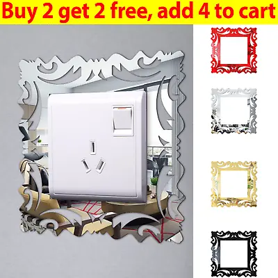 Colored Mirror Acrylic Light Switch Surround Wall Sticker Cover Frame Decor DIY • £4.87