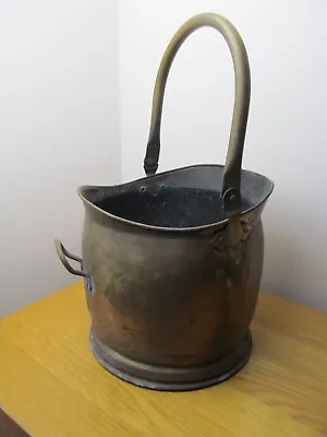 £4.99 • Buy Antique / Vintage Brass Helmet Shaped Coal Bucket / Scuttle
