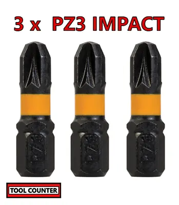PZ3 Impact Bits -  (3x)  Premium S2 Steel -  Length 25mm - 1/4  Hex Drive • £2.95