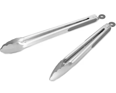 304 Stainless Steel Kitchen Cooking Tongs 9  And 12  Set Of 2 • $9.99