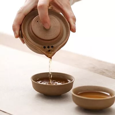 Sold At A Loss Crude Pottery Tea Set For Travel Ceramic Tea Pot Cup Portable Bag • $27.42