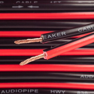 $7.95 • Buy 20 Ft 14 Gauge Speaker Wire Car Home Audio 20' Black & Red Zip Power Ground Wire