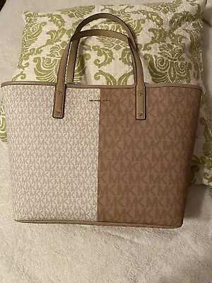 Michael Kors Ladies Carter Signature Logo Large Tote Bag Color Tan Retail $285 • $105