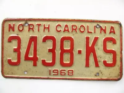 1968 North Carolina Nc License Plate Tag All Original Vintage Nice • $24.99