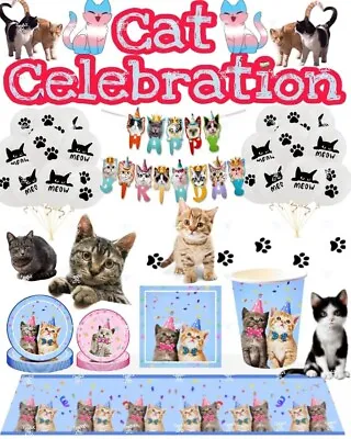 Cat Kitten Purrfect Birthday Party Tableware Decorations & Balloons Supplies • £5.14