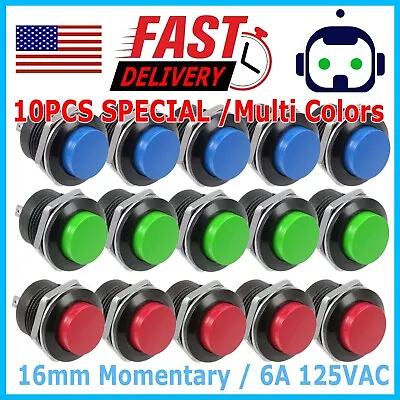 10 PCS 16mm Push Button Switch Non-Lock Momentary Open Round 2 Pins Metal • $6.99