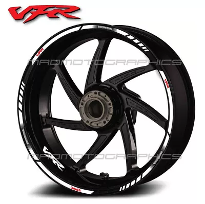 VFR800 1200 Motorcycle Wheel Decals Rim Stickers Stripes For Honda VFR White • £27.48