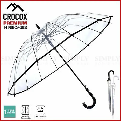 $18.99 • Buy Crocox Clear Umbrellas Automatic Windproof Large Long Men Womens Dome Birdcage
