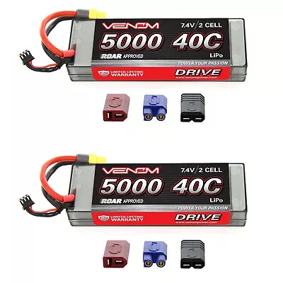 Venom Sport Power 40C 2S 5000mAh 7.4V LiPo Battery ROAR With UNI Plug X2 Packs • $149.98