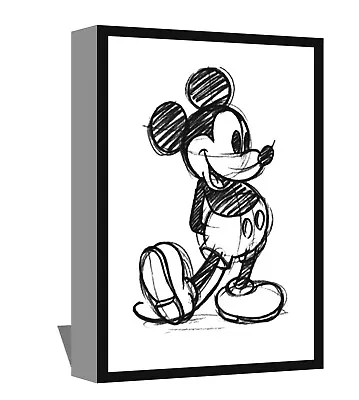 Mickey Mouse Sketch Canvas Wall Art Wood Framed Ready To Hang Small To XXL • £15