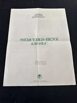 1973 Mercedes Benz W107 450SLC Reprint Article Catalog 73 450 SLC Sales Brochure • $19.98