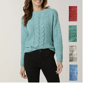 IB Diffusion Ladies Marled Chenille Pullover Sweater White Red Blue Green  • $19.95