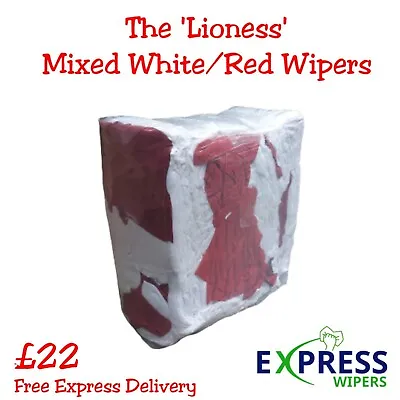 £22 • Buy LIMITED EURO22 Lioness 10kg Bag White/Red Cotton Mix Cleaning Rags Wipers Cloths