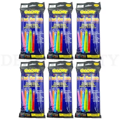 Lot Of 6 - Fantasy Glow Assorted Colors Premium 6  Glow Sticks 6 Sticks Each • $14.99