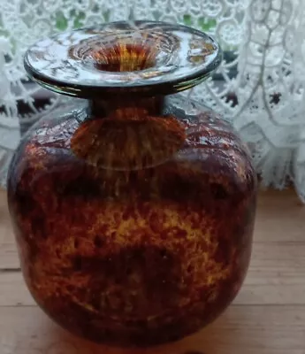 Early Attractive Vintage  Tortoise Shell Mdina Squat Vase. 1960s • £32