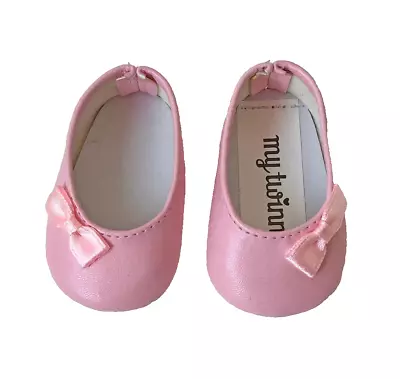 Shoes For 18  Slim Dolls Pink Satin Bow Slip-ons Our Generation Battat New • $6.99