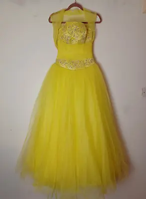 £49.99 • Buy Alyce Designs Embellished Netted Prom Dress With Bolero  - Yellow - UK 10