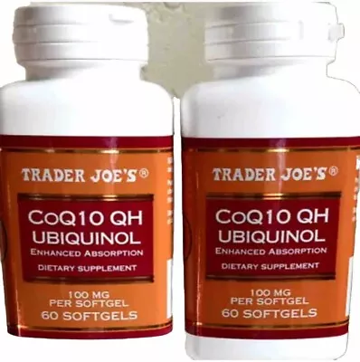 2 Pack! - Trader Joe's CoQ10 UBIQUINOL 100mg 60 Caps🔥EXP 9/2027 FRESH Free Ship • $27.77