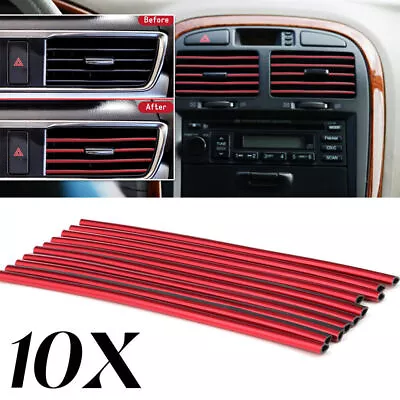 10x Car Auto Accessories Air Conditioner Air Outlet Decoration Strip Cover Red  • £2.95