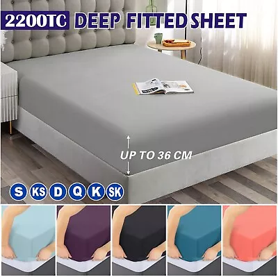 $19.49 • Buy 2200TC Ultra Soft Hotel Fitted Sheet Single KS Double Queen Super King Size Bed