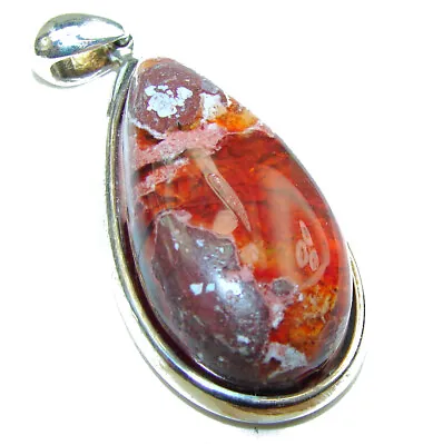 Natural  Mexican Fire Opal .925 Sterling Silver Handmade Pendant • $86.81