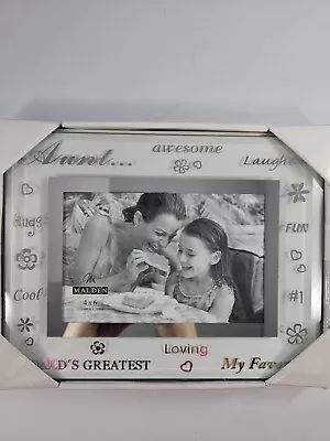 Malden International Glass Aunt Frame 4X6 Silver World Greatest Favorite  • $14.90