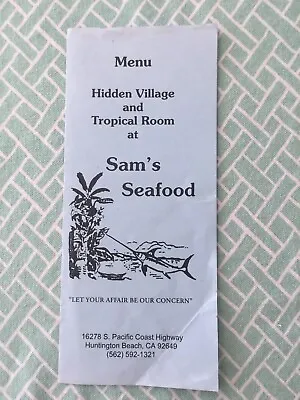 $14.95 • Buy Sam’s Seafood Huntington Beach Tiki Menu From Hidden Village And Tropical Room 