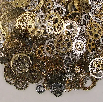 50g Watch Parts Steampunk Jewellery Art Craft Cyberpunk Cogs Gears DIY Ch GF • £5.28